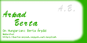 arpad berta business card